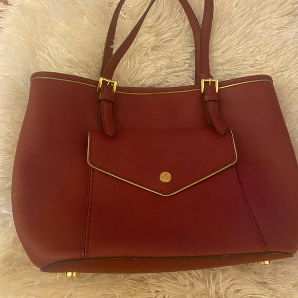 Michael Kors Red Tote with Gold Accents - Picture 1 of 9